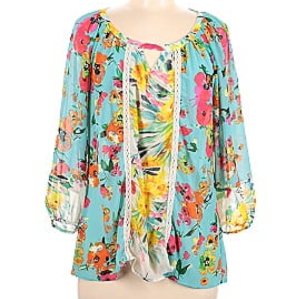 Fig and Flower Floral Blouse - Multicolor